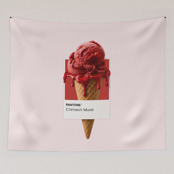 Item preview, Pantone Ice Cream – Crimson Muse | Minimalist Pop Art Dessert Print designed and sold by MakitoDesign.