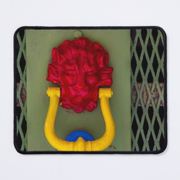 Item preview, Colorful Lion Door Knocker On Green Metal Gate — Vibrant Vintage Ornamental Entrance Hardware designed and sold by Nmallia.