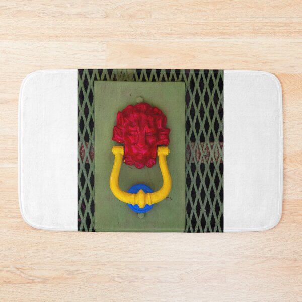 Item preview, Colorful Lion Door Knocker On Green Metal Gate — Vibrant Vintage Ornamental Entrance Hardware designed and sold by Nmallia.