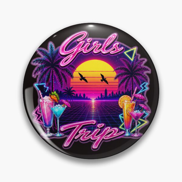 Item preview, Girls Trip Retro 80s Synthwave Neon Sunset Sticker | Vaporwave Vacation | Bachelorette Party | Best Friends Travel Gift designed and sold by A-T-H.