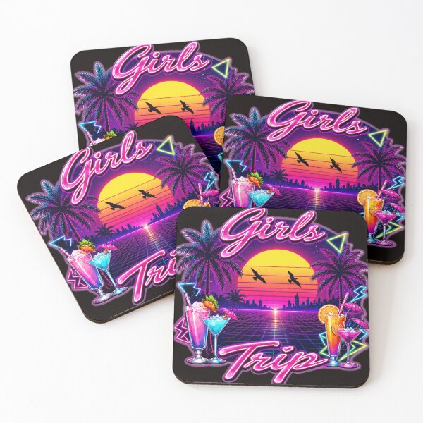 Item preview, Girls Trip Retro 80s Synthwave Neon Sunset Sticker | Vaporwave Vacation | Bachelorette Party | Best Friends Travel Gift designed and sold by A-T-H.