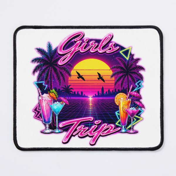 Item preview, Girls Trip Retro 80s Synthwave Neon Sunset Sticker | Vaporwave Vacation | Bachelorette Party | Best Friends Travel Gift designed and sold by A-T-H.