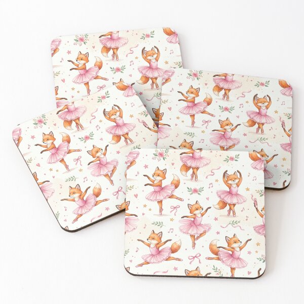 Item preview, Watercolor Ballet Foxes in Pink  designed and sold by Shivi-designs.