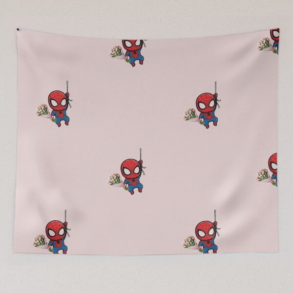 Item preview, Cute Chibi Spider-Man Holding a Pink Tulip Bouquet  designed and sold by lilacWhim.