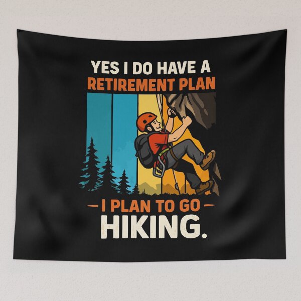 Item preview, Yes I Do Have A Retirement Plan I Plan On Hiking - Mountain Retro Sunset Art designed and sold by BendyBeasts.
