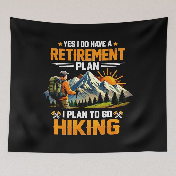 Item preview, Yes I Do Have A Retirement Plan I Plan On Hiking - Mountain Retro Sunset Art designed and sold by BendyBeasts.