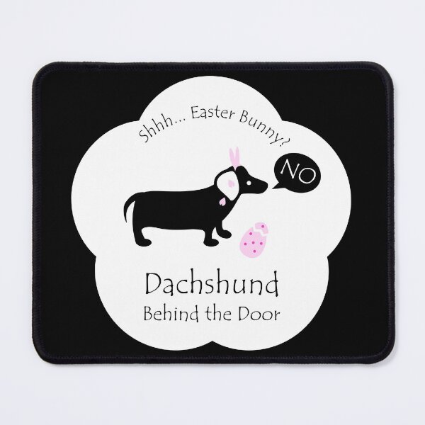 Item preview, Funny Dachshund Easter Bunny Behind the Door White Base designed and sold by Na7nasColorShop.