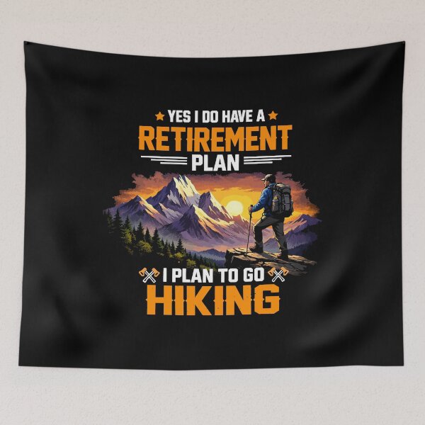 Item preview, Yes I Do Have A Retirement Plan I Plan On Hiking - Mountain Retro Sunset Art designed and sold by BendyBeasts.
