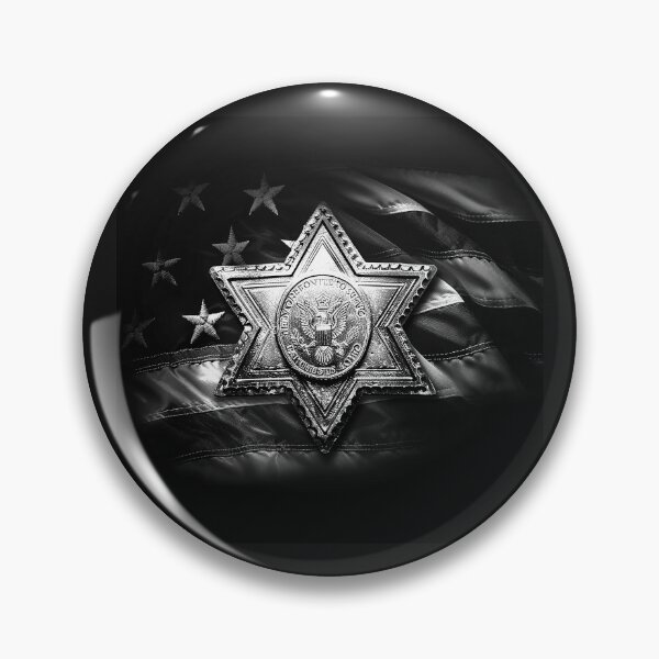 Item preview, Sheriff Badge on American Flag Black and White Law Enforcement Art designed and sold by inkoutninja.