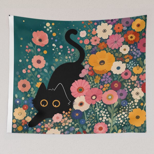 Item preview, Cat in Klimt-Inspired Floral Garden designed and sold by PurrfectHome.