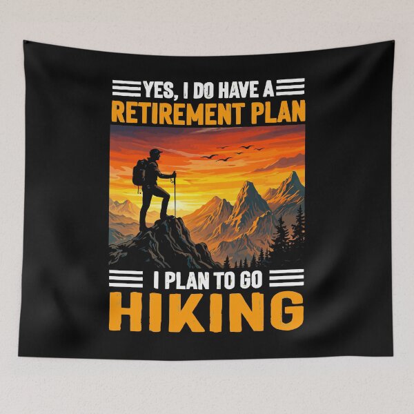 Item preview, Yes I Do Have A Retirement Plan I Plan On Hiking - Mountain Retro Sunset Art designed and sold by BendyBeasts.