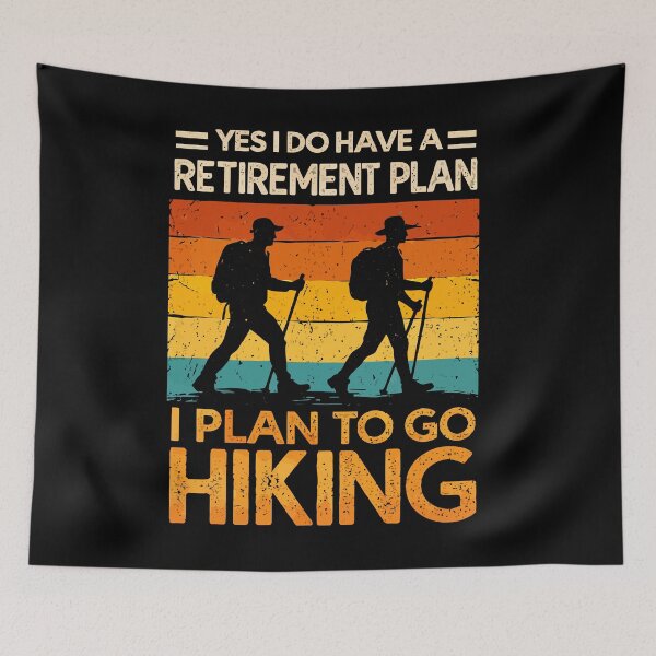 Item preview, Yes I Do Have A Retirement Plan I Plan On Hiking - Mountain Retro Sunset Art designed and sold by BendyBeasts.