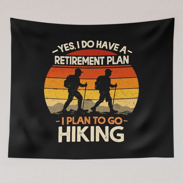 Item preview, Yes I Do Have A Retirement Plan I Plan On Hiking - Mountain Retro Sunset Art designed and sold by BendyBeasts.