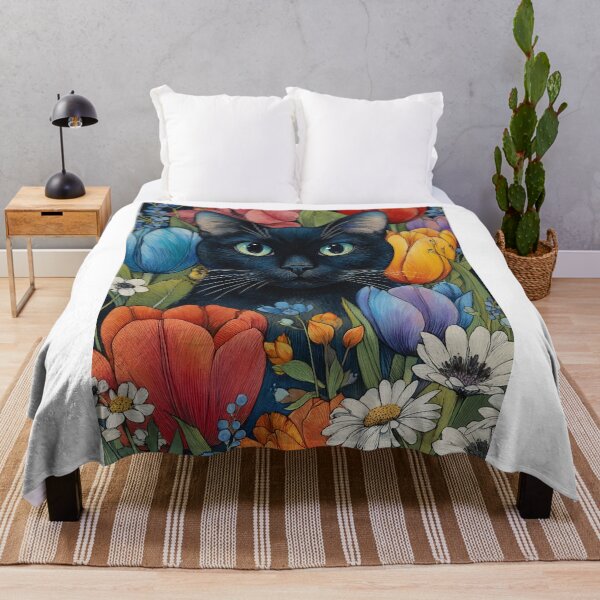 Item preview, Cute Cats Among Blooming Flowers designed and sold by huemsalarsti.