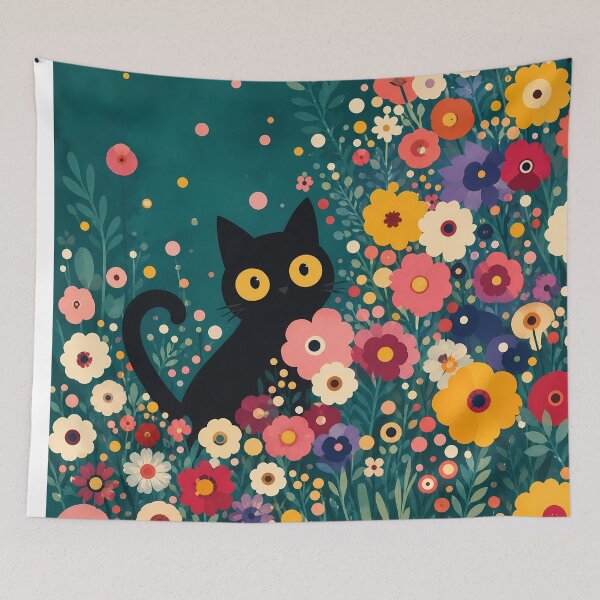 Item preview, Cat in Klimt-Inspired Floral Garden designed and sold by PurrfectHome.