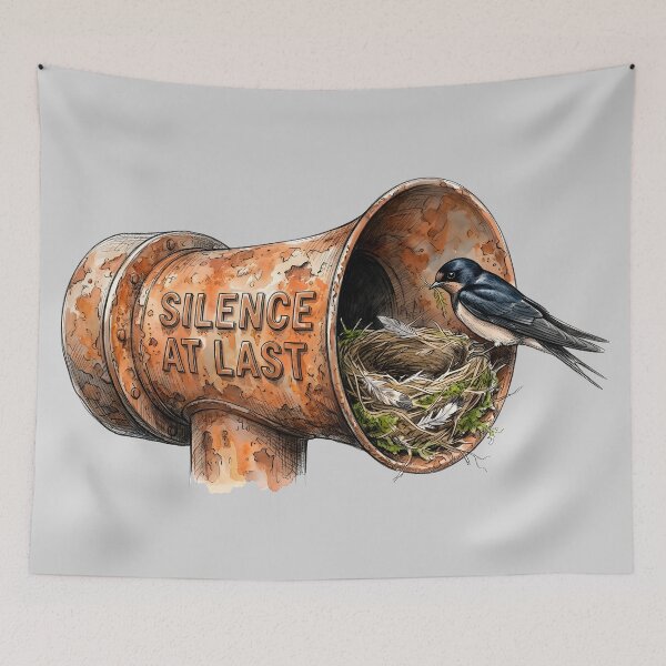 Item preview, Silence At Last - Swallow Nesting in Megaphone Art designed and sold by SoulPT.