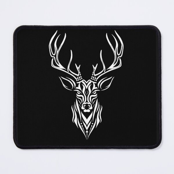 Item preview, Tribal Stag Head with Antlers Black and White Deer Art designed and sold by inkoutninja.