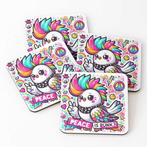 Item preview, Punk Rock Bird - Peace Is Punk Rainbow Mohawk Art designed and sold by carestazafeli.