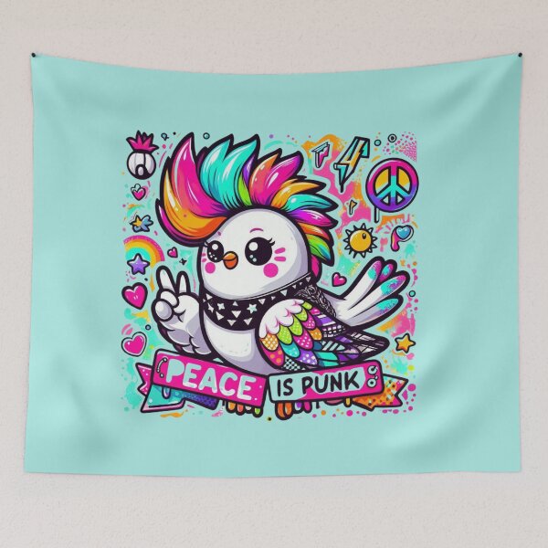Item preview, Punk Rock Bird - Peace Is Punk Rainbow Mohawk Art designed and sold by carestazafeli.