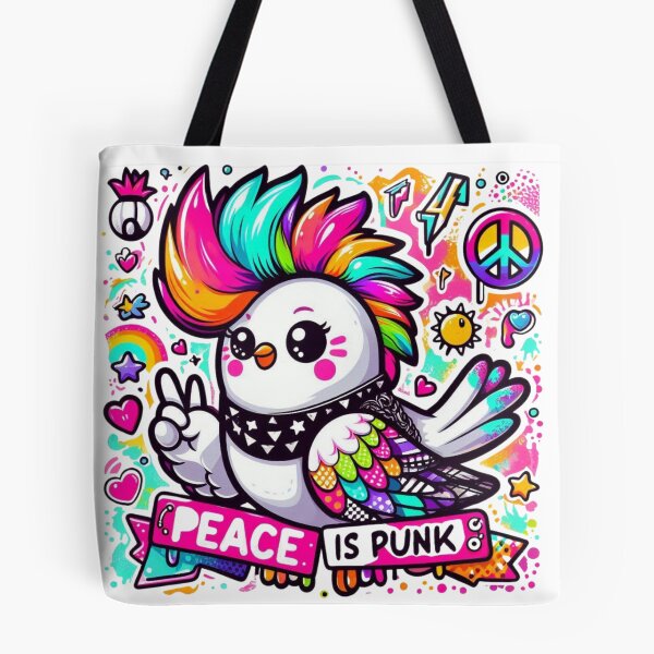 Item preview, Punk Rock Bird - Peace Is Punk Rainbow Mohawk Art designed and sold by carestazafeli.