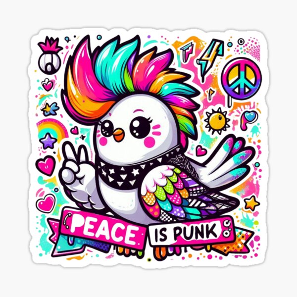 Item preview, Punk Rock Bird - Peace Is Punk Rainbow Mohawk Art designed and sold by carestazafeli.