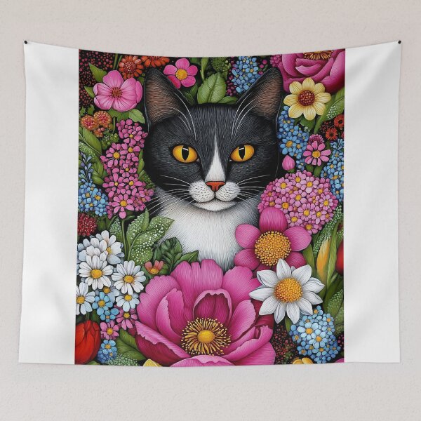 Item preview, Adorable Cats in a Colorful Flower Garden designed and sold by huemsalarsti.