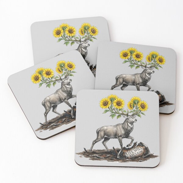 Item preview, Life Will Reclaim - Resilient Deer with Sunflowers Art designed and sold by SoulPT.