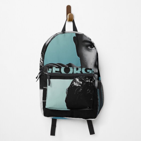 Item preview, Black And White Singer Portrait Teal Background Poster designed and sold by DigiPro88.