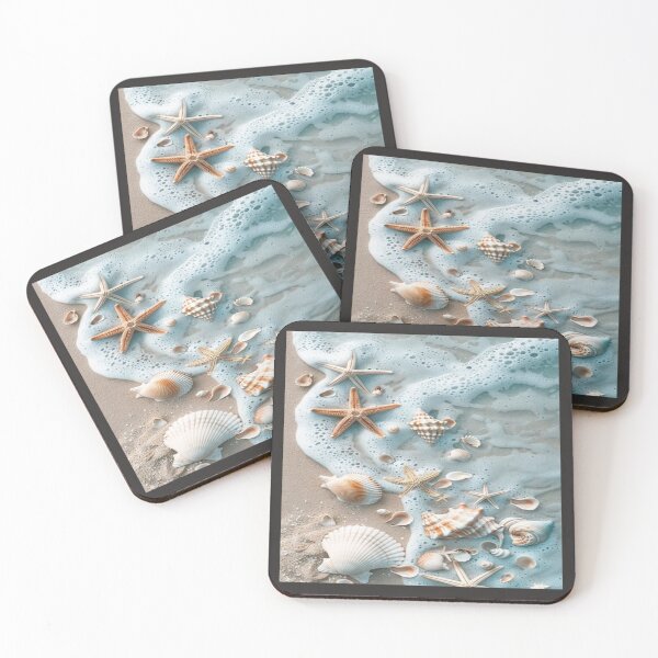 Item preview, Coastal Seashell Starfish Beach Artwork  designed and sold by NivyasArtistry.