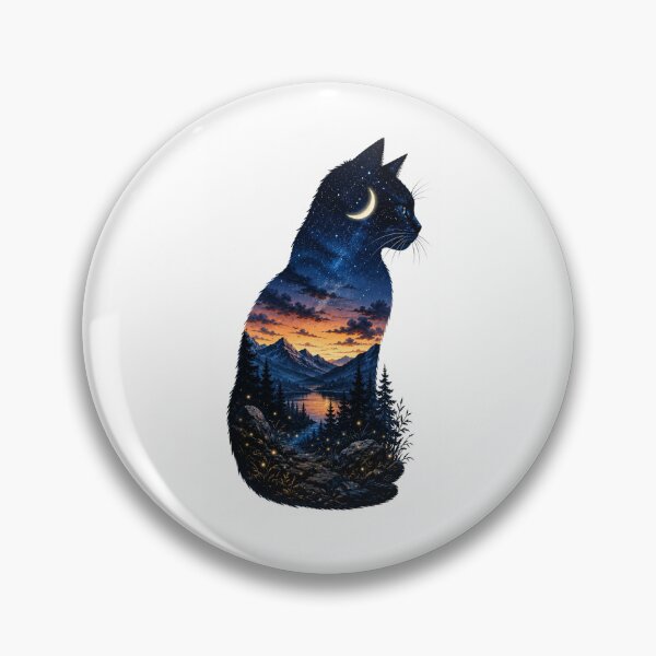 Item preview, Celestial Cat – Cosmic Double Exposure Nature Silhouette designed and sold by nouhaZN.