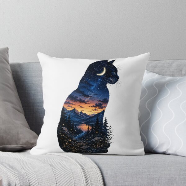 Item preview, Celestial Cat – Cosmic Double Exposure Nature Silhouette designed and sold by nouhaZN.