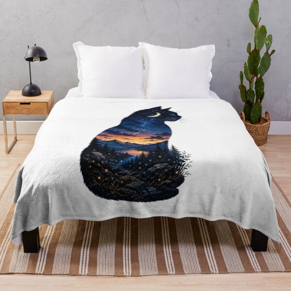 Item preview, Celestial Cat – Cosmic Double Exposure Nature Silhouette designed and sold by nouhaZN.