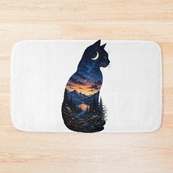Item preview, Celestial Cat – Cosmic Double Exposure Nature Silhouette designed and sold by nouhaZN.