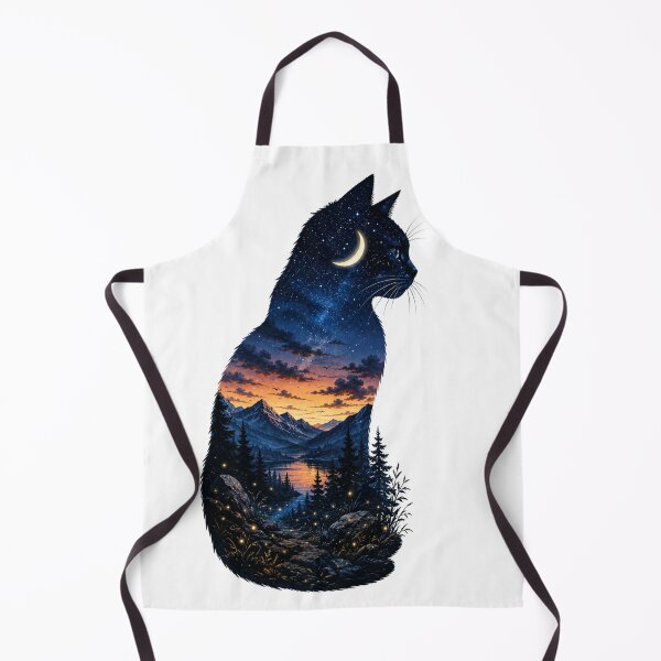Item preview, Celestial Cat – Cosmic Double Exposure Nature Silhouette designed and sold by nouhaZN.