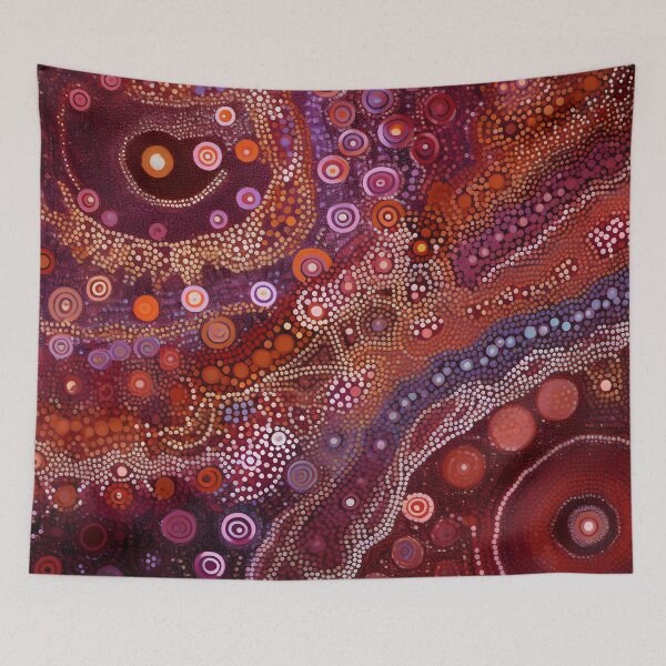 Item preview, Aboriginal Inspired Dot Art - Crimson Desert Abstract Pattern designed and sold by GrinGalore.