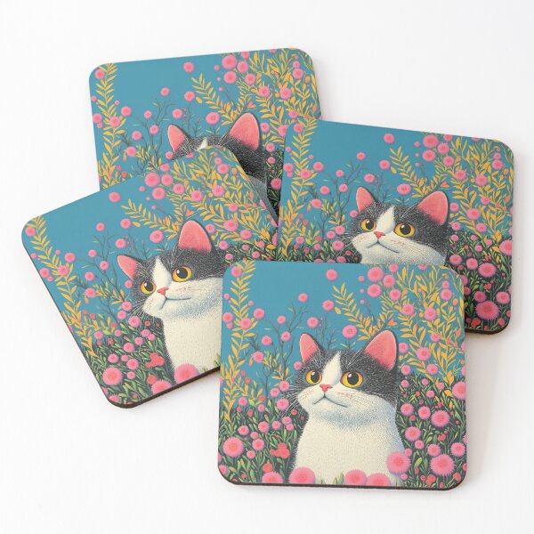 Item preview, Blooming Flowers and Happy Little Cats designed and sold by huemsalarsti.