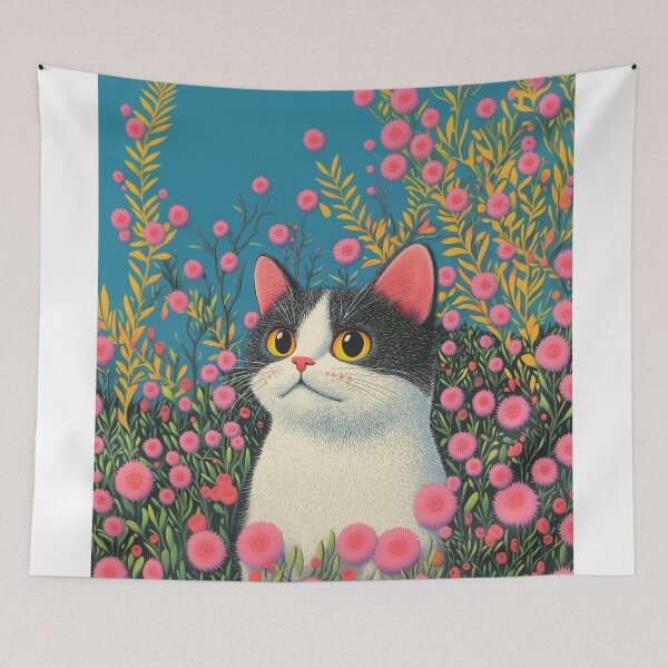 Item preview, Blooming Flowers and Happy Little Cats designed and sold by huemsalarsti.