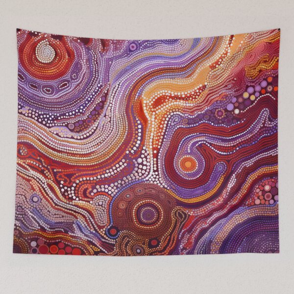 Item preview, Aboriginal Inspired Dot Art - Purple Desert Painting Abstract Pattern designed and sold by GrinGalore.