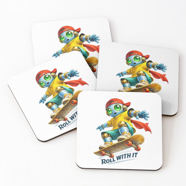 Item preview, Cute Robot Riding Skateboard Roll With It designed and sold by Yomere.