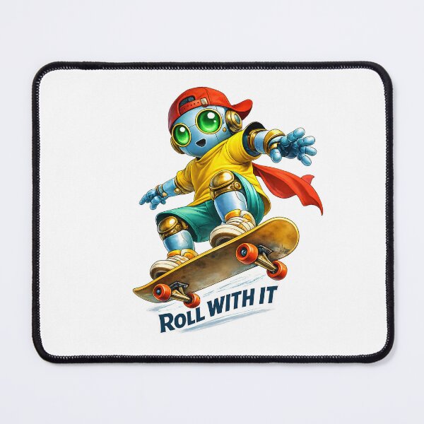 Item preview, Cute Robot Riding Skateboard Roll With It designed and sold by Yomere.