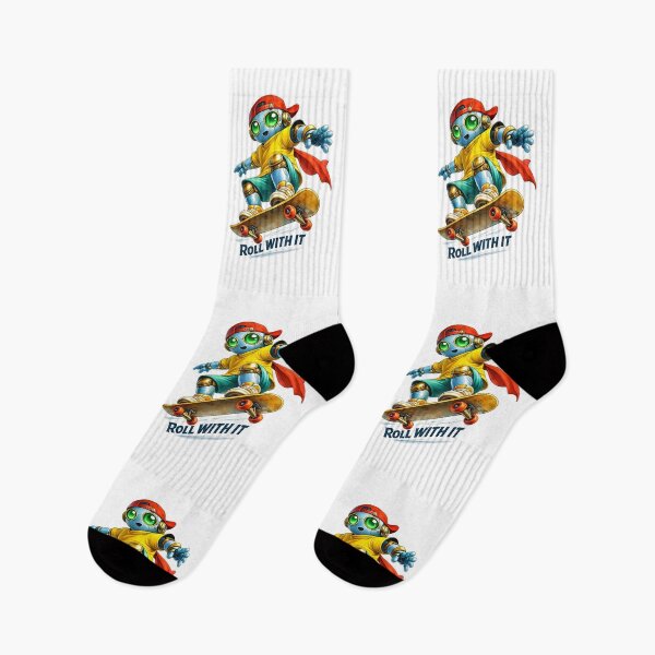 Item preview, Cute Robot Riding Skateboard Roll With It designed and sold by Yomere.