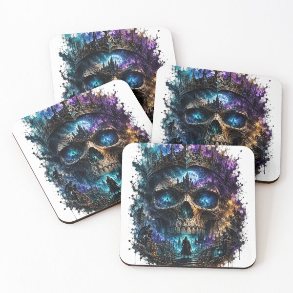 Artikelvorschau, Gothic-Fantasy-Skull-King – Gekröntes Skelett, dunkle Burg und verfluchtes Königreich entworfen und verkauft von Limitless expressions - wear your mindset .