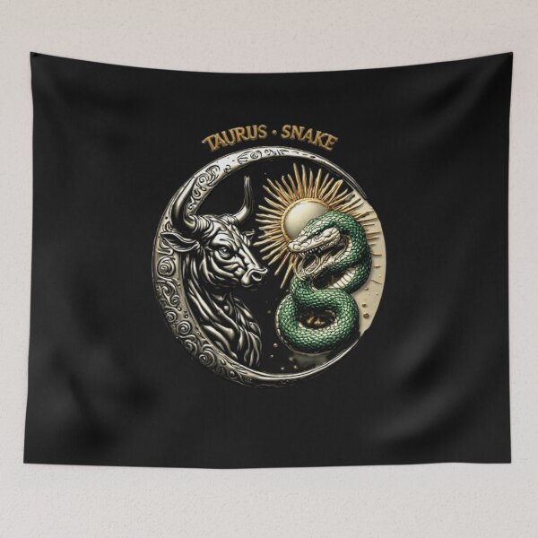 Item preview, Taurus & Snake Celestial Vintage Enamel Sign | Luxury Zodiac Art designed and sold by Shift-Bloom.
