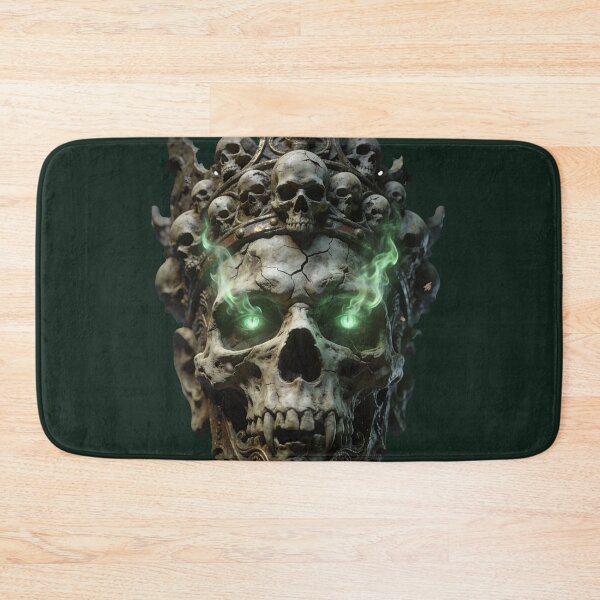 Item preview, Haunted Skull Mask with Glowing Green Eyes Gothic Halloween Horror Art designed and sold by OksArtStudio.