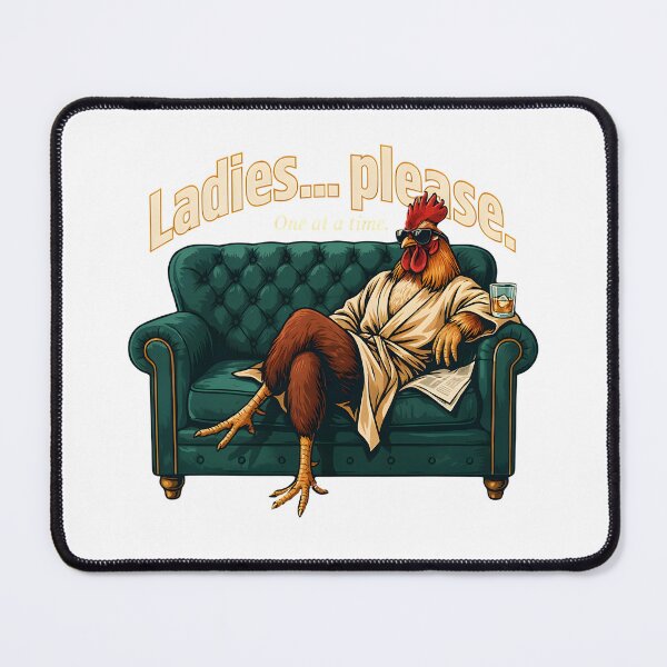 Item preview, Ladies...Please. One at a Time Funny Bathrobe Rooster designed and sold by WonderMugStudio.