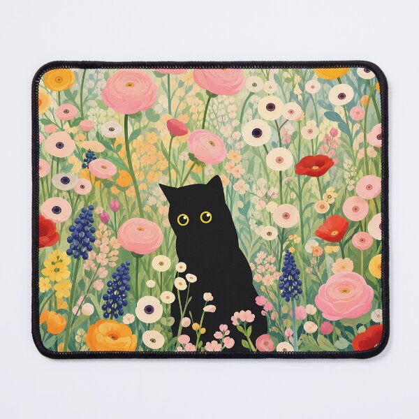 Item preview,  Klimt Cat Print Black Cat In A Garden | Klimt Kitty in the Flower Garden designed and sold by PurrfectHome.