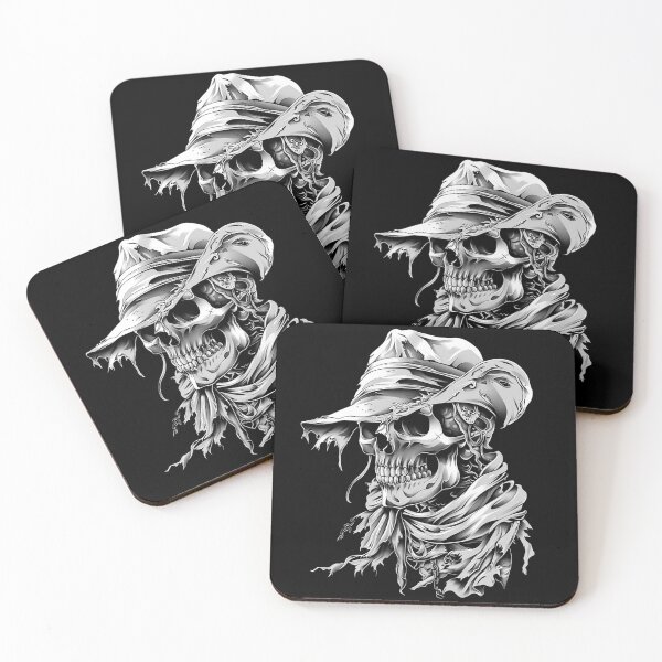 Item preview, Witch Doctor Skull with Tattered Hat Black and White Gothic Art designed and sold by inkoutninja.
