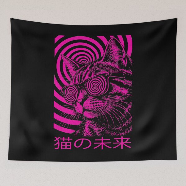 Item preview, Neko no Mirai - Cat Future - Hypnotic Trippy Neon Streetwear designed and sold by ShirtRemarks.