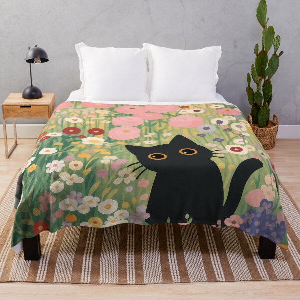 Item preview, Black Cat in Klimt-Inspired Floral Garden designed and sold by PurrfectHome.