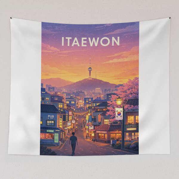 Item preview, Itaewon Seoul Sunset beneath N Seoul Tower designed and sold by Places On Earth.